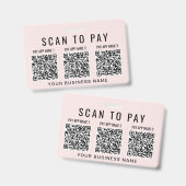Business Scan to Pay 3 QR Codes Pink バッジ (正面＆裏面)