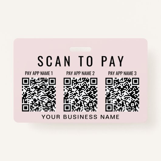 Business Scan to Pay 3 QR Codes Pink バッジ (裏面)