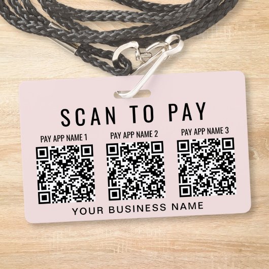 Business Scan to Pay 3 QR Codes Pink バッジ