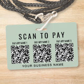 Business Scan to Pay 3 QR Codes Sage Green バッジ