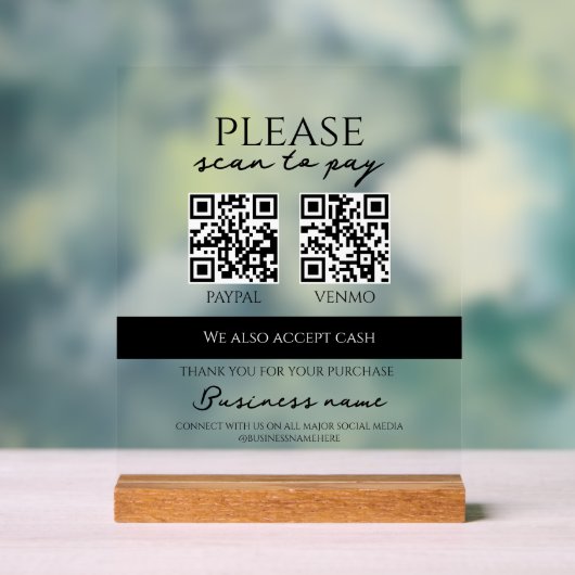 Business Scan to Pay Personalized QR Code アクリルサイン (ニュートラル)