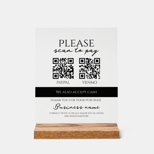 Business Scan to Pay Personalized QR Code アクリルサイン (正面)