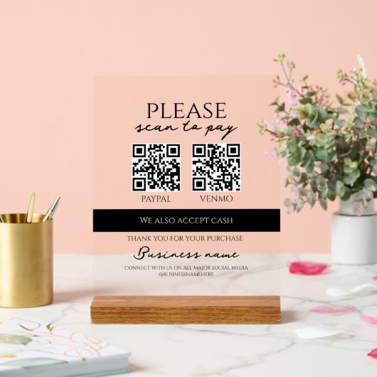 Business Scan to Pay Personalized QR Code アクリルサイン (ウェディング)