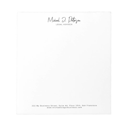 Business script name simple elegant professional ノートパッド (正面)