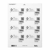 Business Shipping Logo QR Code Fragile Warning ラベル (フルシート)