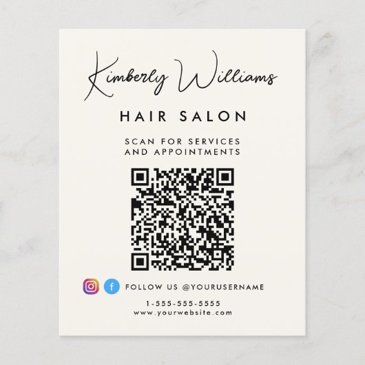 Business Signature Script QR Code Promotional チラシ (正面)