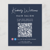 Business Signature Script QR Code Promotional Blue チラシ (正面)