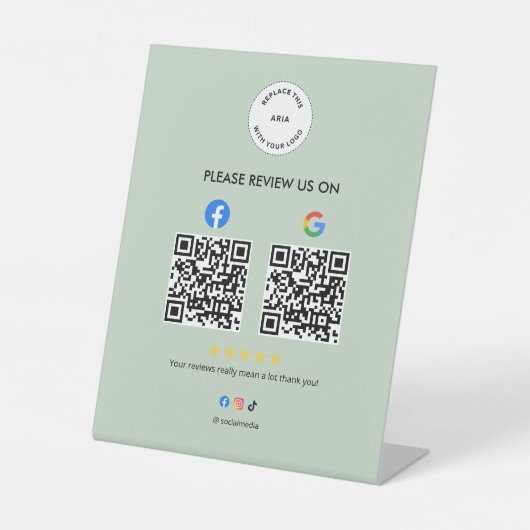 Business Social Review Pedestal Sign with Qr Code 台座サイン (正面)