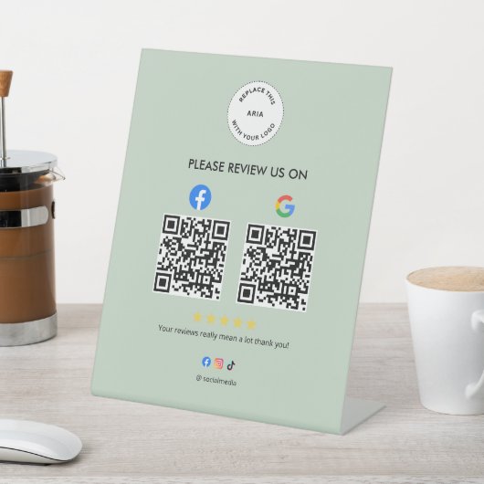 Business Social Review Pedestal Sign with Qr Code 台座サイン (インサイチュ)