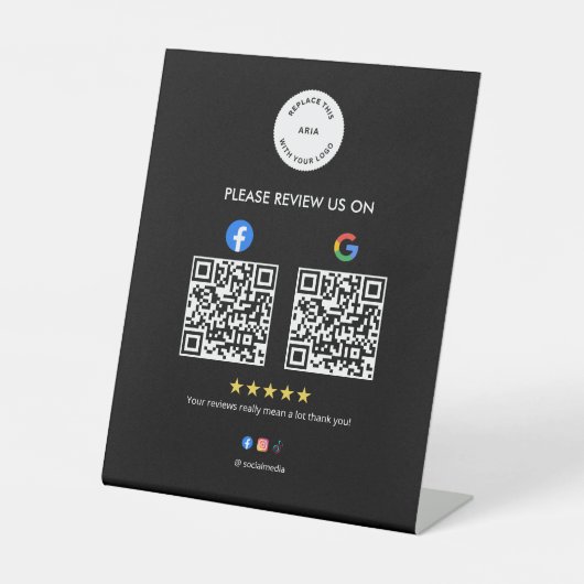 Business Social Review Pedestal Sign with Qr Code 台座サイン (正面)