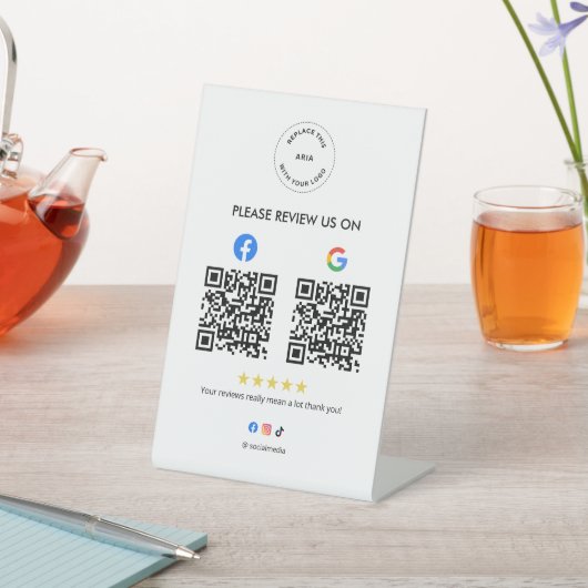 Business Social Review Pedestal Sign with Qr Code 台座サイン (インサイチュ)