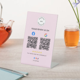 Business Social Review Pedestal Sign with Qr Code 台座サイン