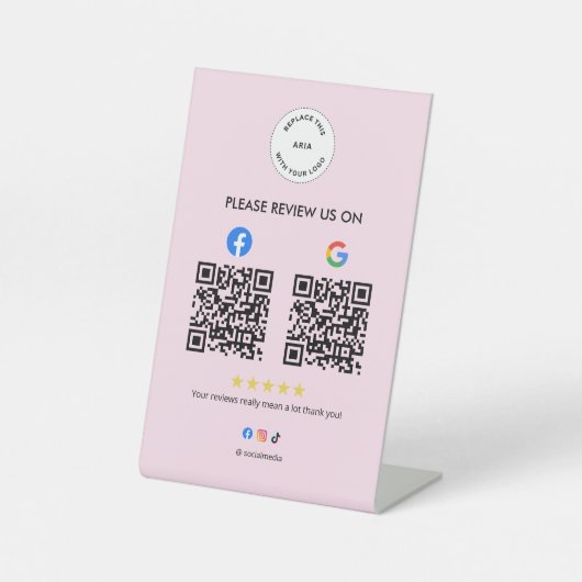 Business Social Review Pedestal Sign with Qr Code 台座サイン (正面)