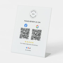 Business Social Review Pedestal Sign with Qr Code 台座サイン