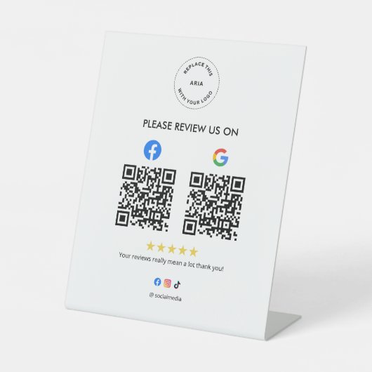 Business Social Review Pedestal Sign with Qr Code 台座サイン (正面)