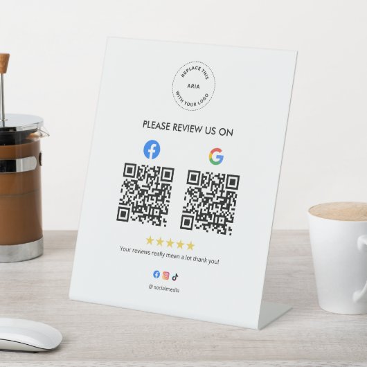 Business Social Review Pedestal Sign with Qr Code 台座サイン (インサイチュ)