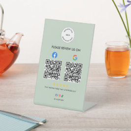 Business Social Review Pedestal Sign with Qr Code 台座サイン