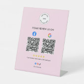 Business Social Review Pedestal Sign with Qr Code 台座サイン (正面)