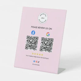 Business Social Review Pedestal Sign with Qr Code 台座サイン