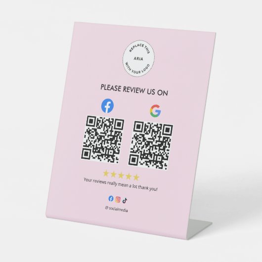 Business Social Review Pedestal Sign with Qr Code 台座サイン (正面)
