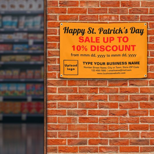 Business St. Patrick Saleオレンジカラー長方形 横断幕