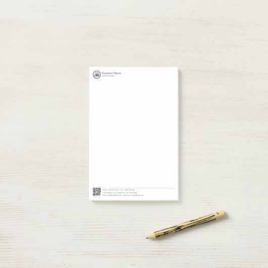 Business Stationary Template With Logo And QR Code ポストイット (デスク上)