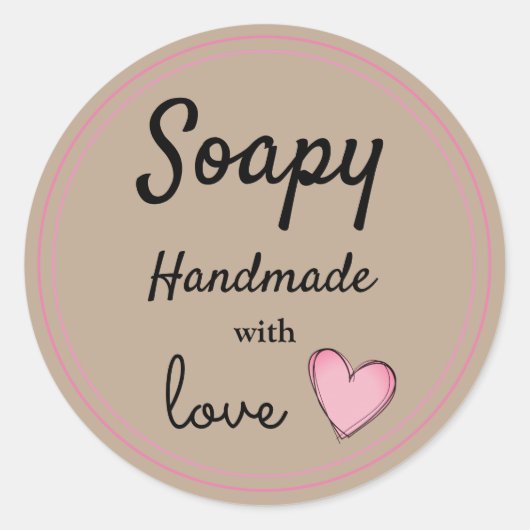 Business Stickers - Handmade With Loveデザイン2 ラウンドシール (正面)