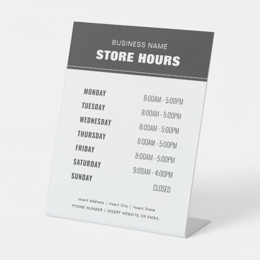Business Store Hoursプロフェッショナルモダン 台座サイン (正面)