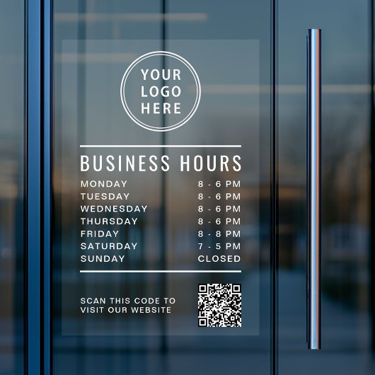 Business Store Hours QR Code Logo ウィンドウサイン