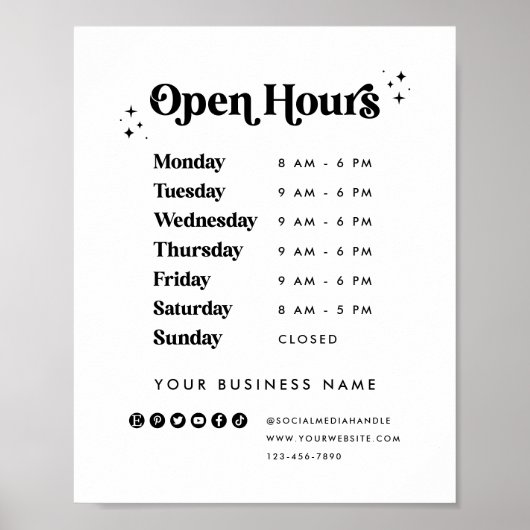 Business Store Open Hoursヴィンテージショップサイン ポスター (正面)