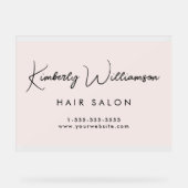 Business Stylish Signature Script Pink Frosted アクリルサイン (正面)