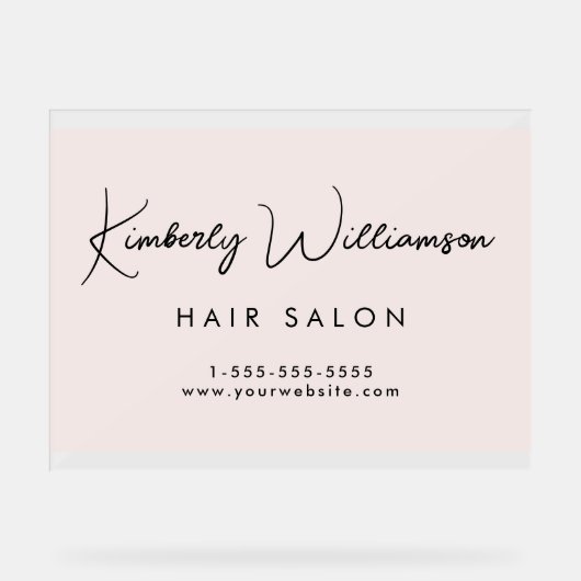 Business Stylish Signature Script Pink Frosted アクリルサイン (正面)