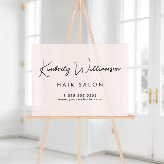 Business Stylish Signature Script Pink Frosted アクリルサイン