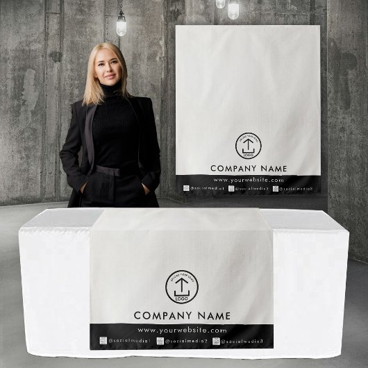 Business Table Runner Banner Linen Logo Social  タペストリー