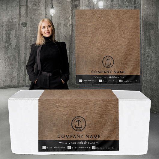 Business Table Runner Banner Linen Logo Social タペストリー