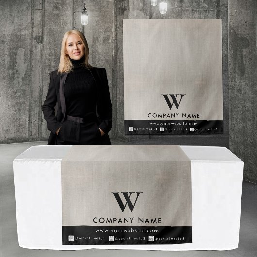 Business Table Runner Banner Linen Social Media タペストリー