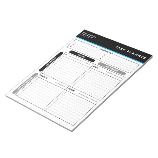 Business Task Planner Priority Matrix Notepad ノートパッド (アングル)