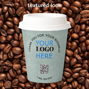 Business Texture 感謝してい Look PhoneロゴQRコード 紙コップ