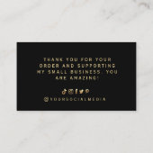 Business Thank エレガント You Black and金ゴールド 名刺 (裏面)