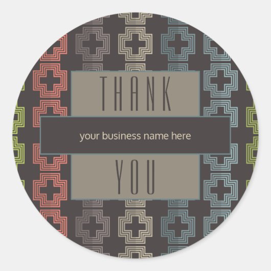 Business Thank Brown カラフル Geometric ラウンドシール (正面)