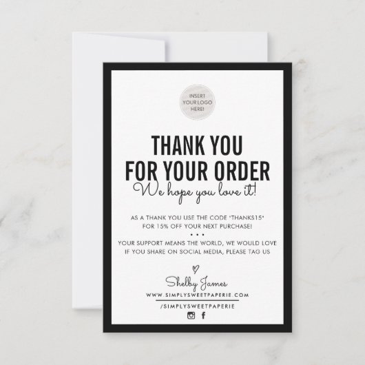BUSINESS THANK ORDER PLAIN モダン BLACK サンキューカード (正面)