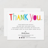 BUSINESS THANK YOUおもしろい明るいカラフルタイポグラフィ サンキューカード (正面/裏面)