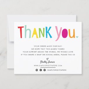 BUSINESS THANK YOUおもしろい明るいカラフルタイポグラフィ サンキューカード