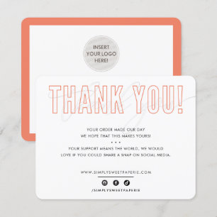 BUSINESS THANK YOUアウトラインタイポグラフィオレンジ サンキューカード
