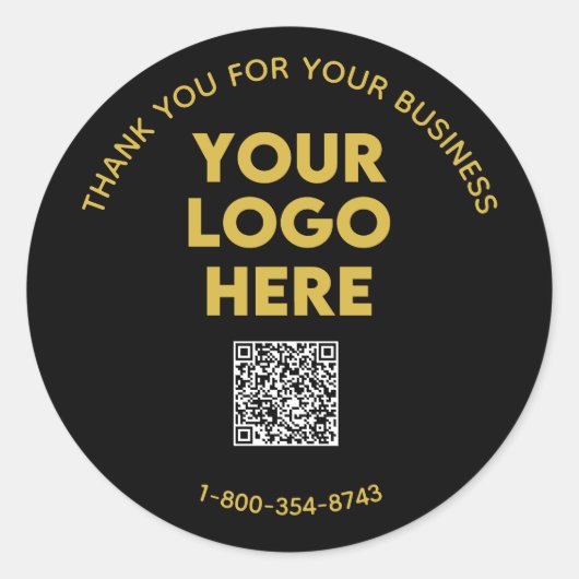 Business Thank YouカスタムロゴQRコード ラウンドシール (正面)