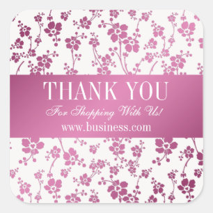 Business Thank Youサロンフローラピンク スクエアシール