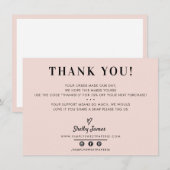 BUSINESS THANK YOUシックなシンプル赤面モダンピンク サンキューカード (正面/裏面)