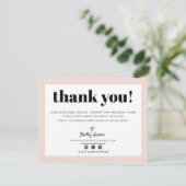 BUSINESS THANK YOUシックなモダン赤面ピンクのロゴ サンキューカード (スタンド正面)