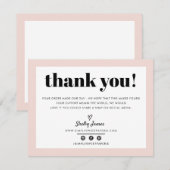 BUSINESS THANK YOUシックなモダン赤面ピンクのロゴ サンキューカード (正面/裏面)