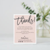 BUSINESS THANK YOUシックなモダン赤面ピンクブラック サンキューカード (スタンド正面)